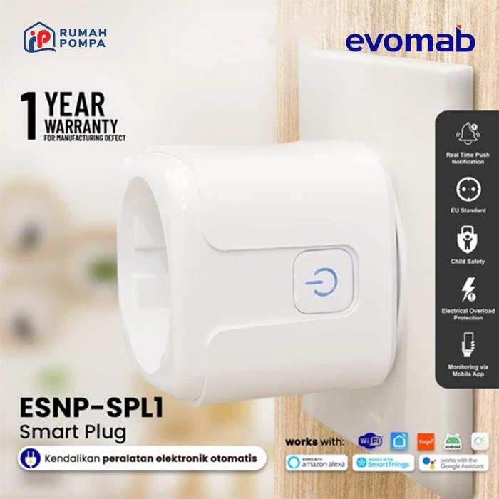Sudimampir Evomab Smart Plug Colokan Pintar Dengan Wifi- Iot Smart Home