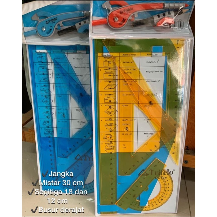 

><><><] penggaris geometri set trifello besar plus jangka