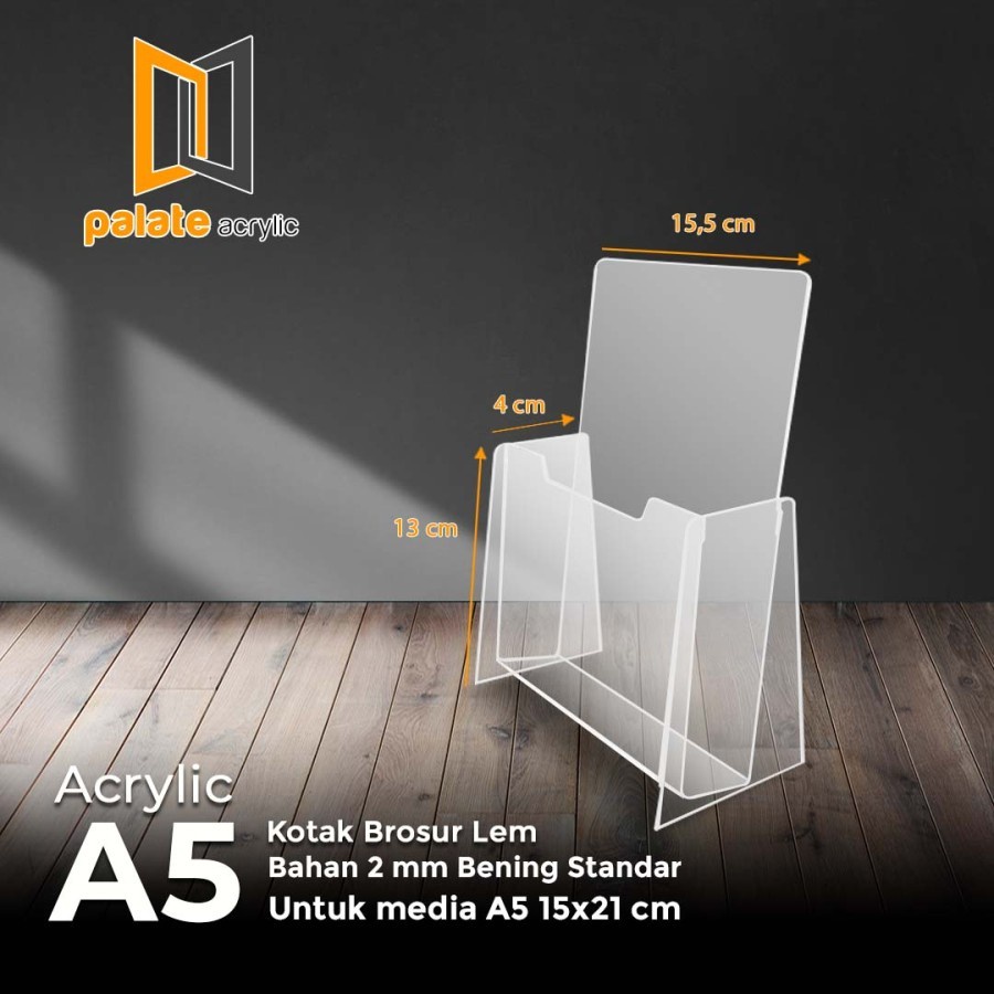 

RAK / TEMPAT BROSUR BROCHURE ACRYLIC / AKRILIK BROSUR BOX A5