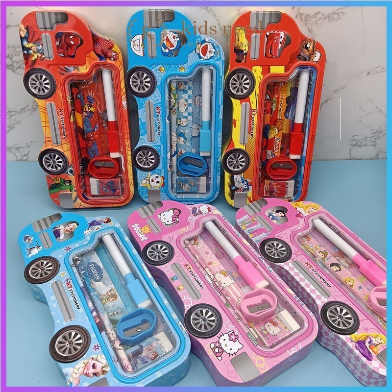 

Kotak Pensil Kaleng mobil ada isi / Pensil Case Karakter Lucu