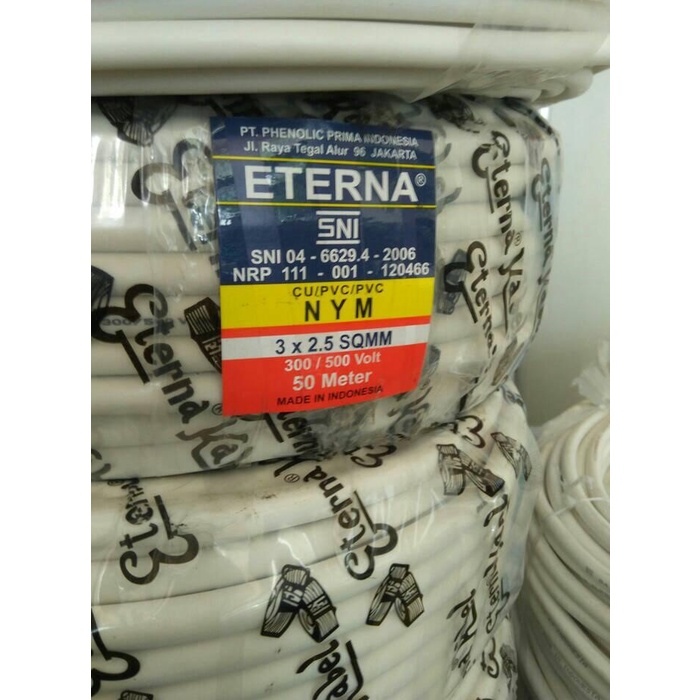 Kabel Eterna 3X2,5 Nym / Kabel Listrik Eterna 3X2.5 50Meter
