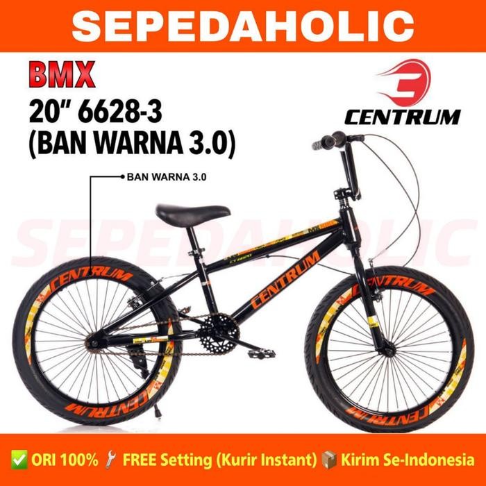 terbaru  sepeda anak laki bmx centrum 6628-3 ban warna 20 inch ban jumbo 3.0 ready