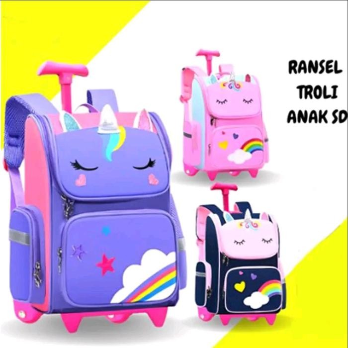 Cilgirl- Tas troli anak perempuan TK SD unicorn tas koper anak lucu