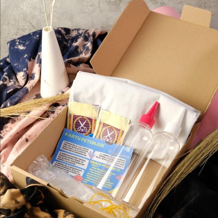 TIE DYE KIT PAKET + KAOS LENGAN PENDEK KOMPLIT TIE DYE T SHIRT DIY