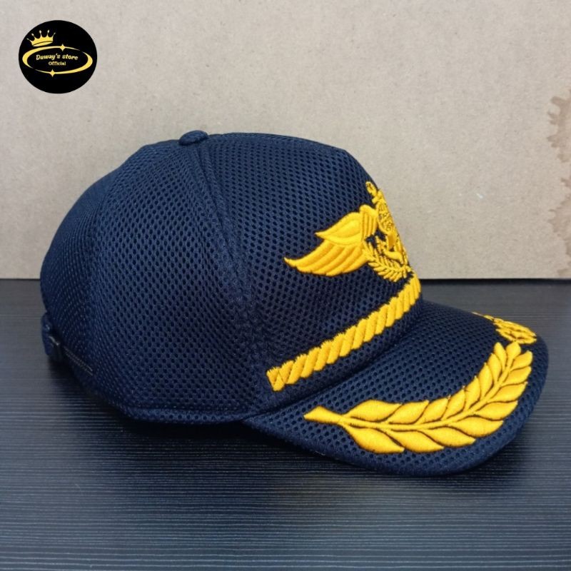 Topi Dishub/Perhubungan Gol 3d - 4b Free Nama Topi Dishub Logo Wing Lis Padi Kapas Topi Jaring