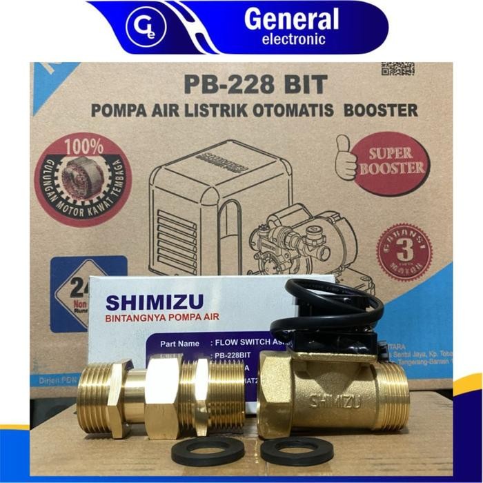 Flow Switch Shimizu Original 1 X 1" ( 1 Inch ) Otomatis Pompa Dorong Booster Pb 228 Bit