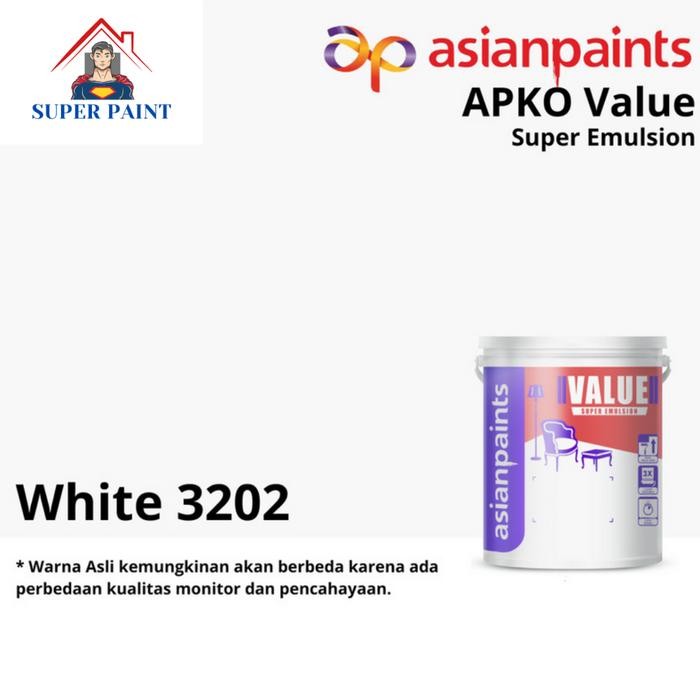 Cat Tembok & Plafon ASIAN PAINT APKO VALUE Super Putih White 25kg PAIL