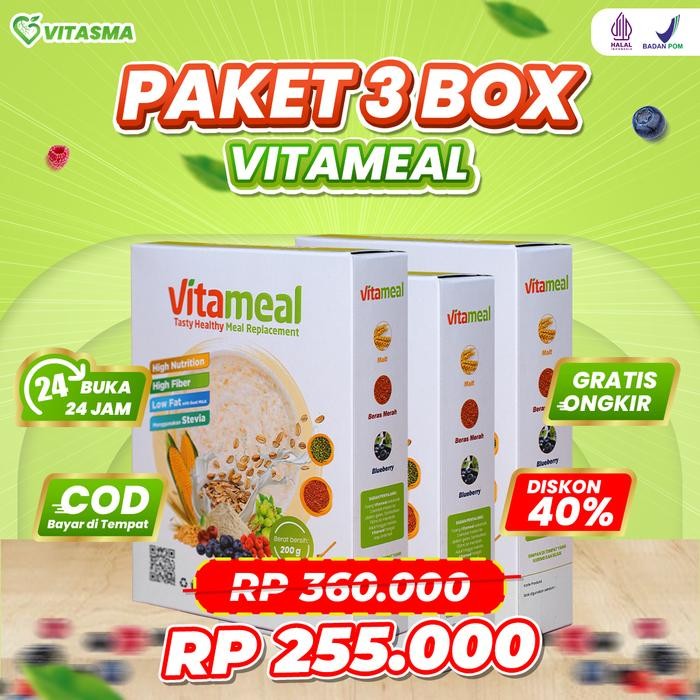 

VITAMEAL 3 BOX SEREAL OAT HERBAL PENGGANTI SARAPAN [MAKANAN ENAK, FOOD, GRANOLA OATMEAL]