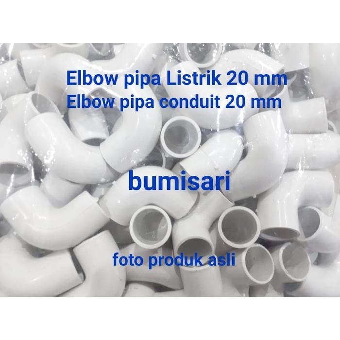 Elbow pipa conduit listrik 20 mm warna putih / Elbow conduit