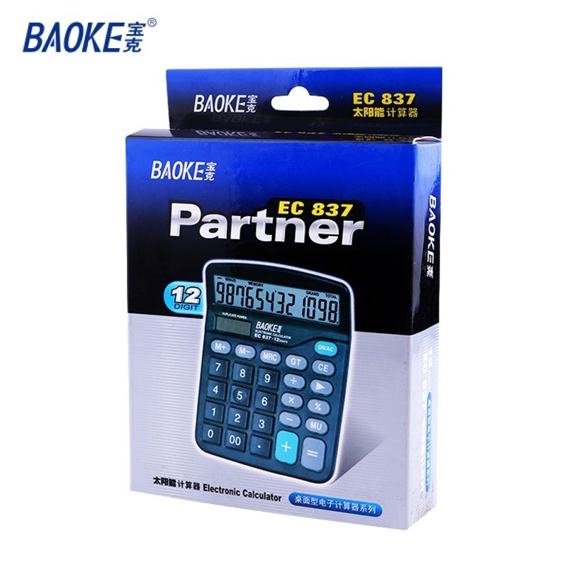 

BAOKE Kalkulator Desktop 12 Dit Kalkulator Elektronik Tenaga Surya EC837A