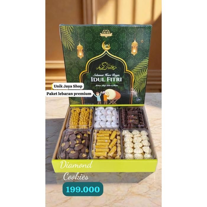 

Kirim,HariYgSama- Kue Lebaran Premium DIAMOND 1 Box isi 6 Toples