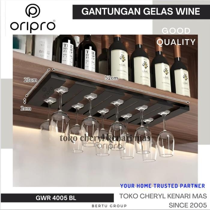 Gantungan Gelas Wine 2 Baris Rak Gelas Gantung Hitam Black 3 4 Baris - Asli