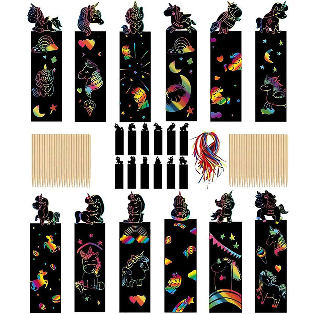 

12Pcs/Set Bookmark Scratching Painting Paper 4 Themes Available 12 Styles Ship Random Mini Handmade