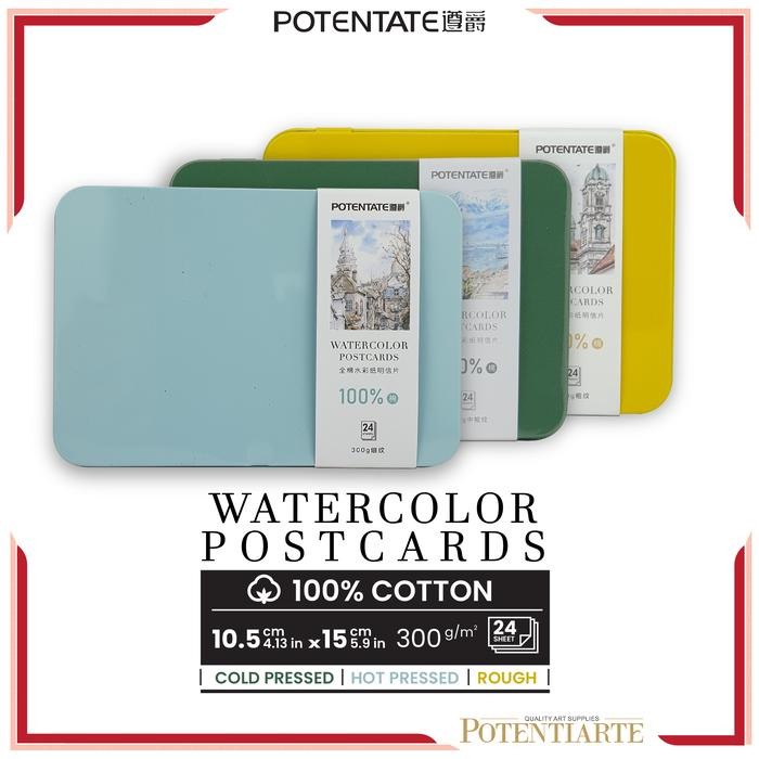 

ready stok kertas cat air potentate cotton postcard watercolor paper metal box original