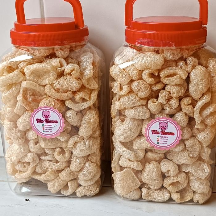 

Kerupuk Kulit Babi Kerubi Garing Gurih Renyah Kerupuk B2 Toples 4liter