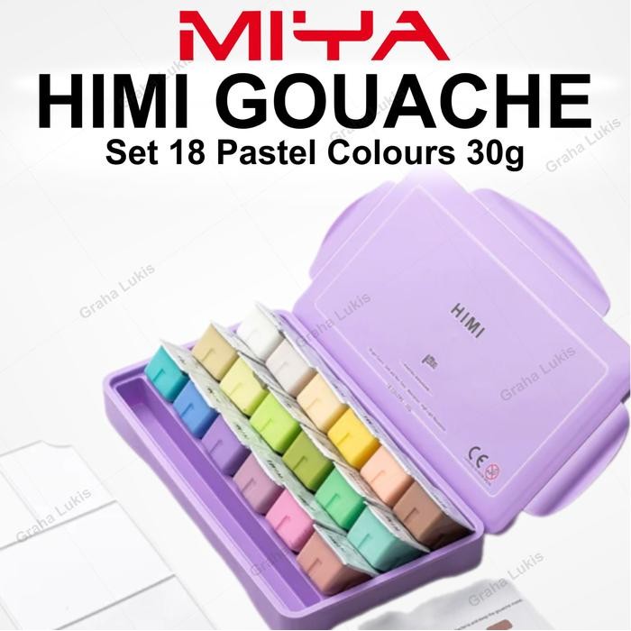 

ready stok miya himi gouache set pastel 18 colours x 30ml / cat gouache original