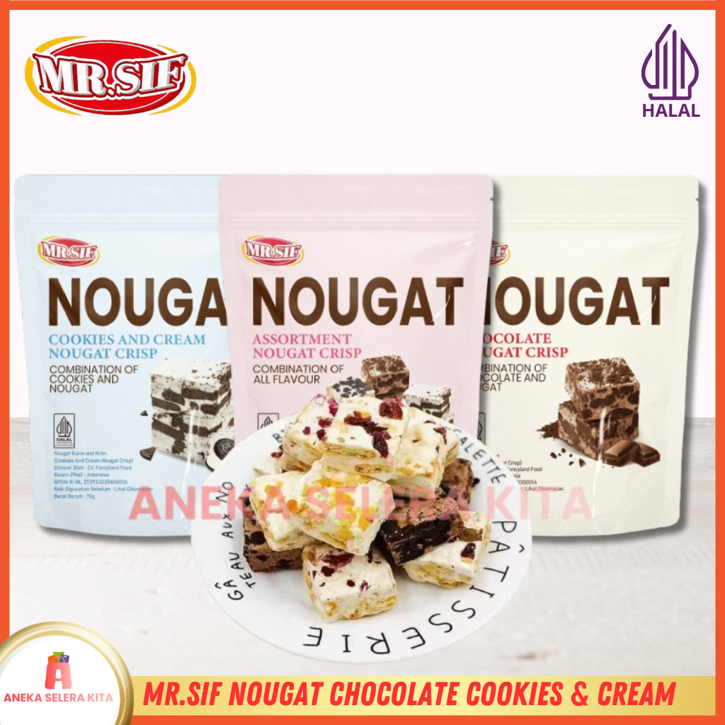 

MR.SIF Nougat Crips Rasa Chocolate Cookies & Cream 70gr