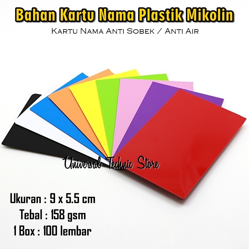 

Bahan Kartu Nama Polos Plastik Kertas Mikolin Anti Sobek Siap Sablon