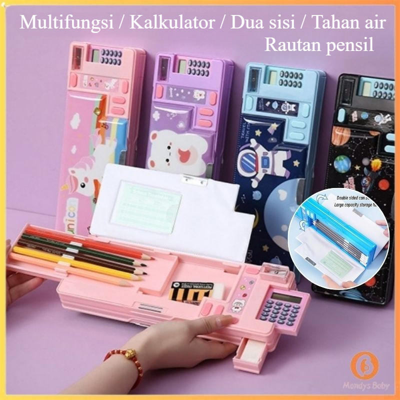 

[Penjual Lokal] Kotak Pensil Kalkulator Lapis Ganda / Kotak Penyimpanan Alat Tulis Pop Out