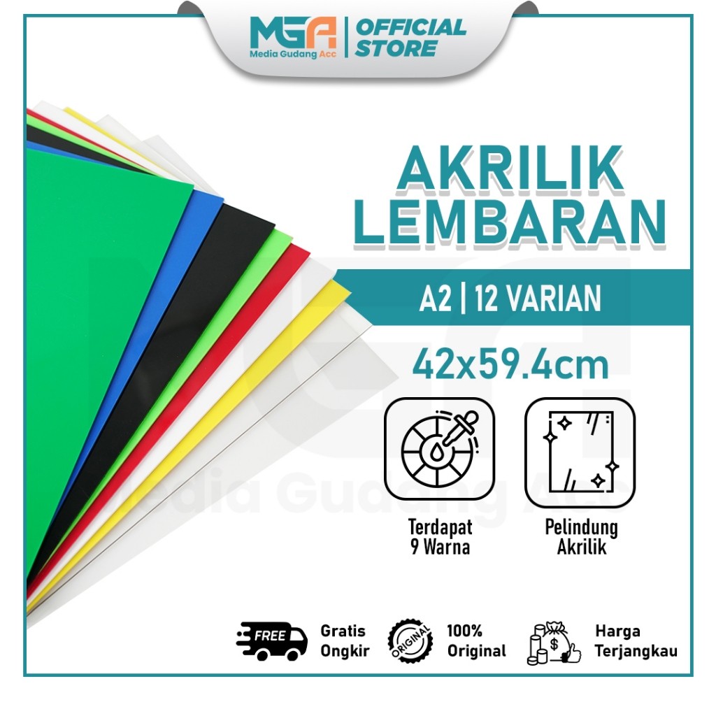 

AKRILIK LEMBARAN A2 1,5MM 2MM / ACRYLIC SHEET TRANSPARAN WARNA GROSIR BERKUALITAS