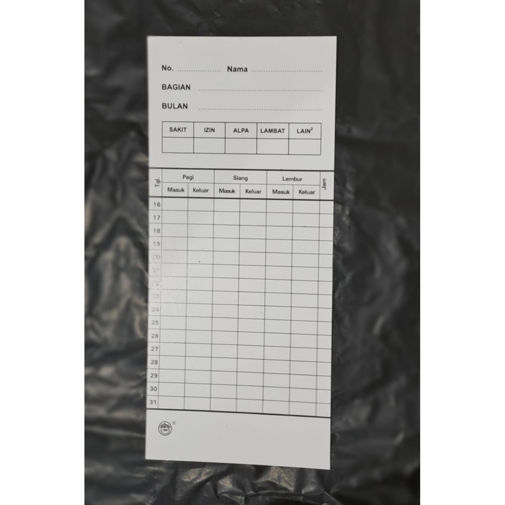 

Kartu Absensi merk Apel untuk Amano