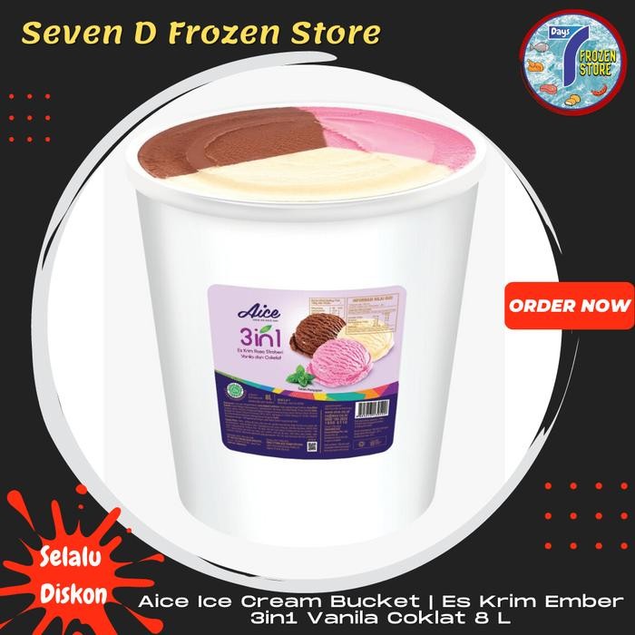 

NewZbgt- Aice Ice Cream Bucket Es Krim Ember 3in1 Vanilla Chocolate 8 L