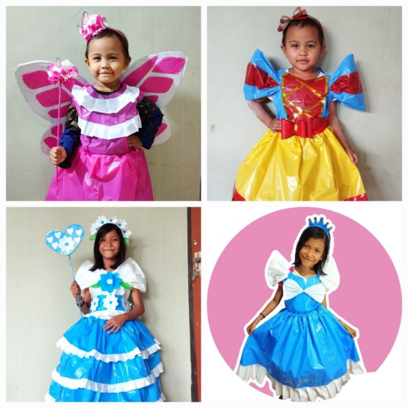 Ready Kostum Daur Ulang Kostum Karnaval Dari Kresek Kostum Gaun Cosplay Dari Plastik Kresek Kostum