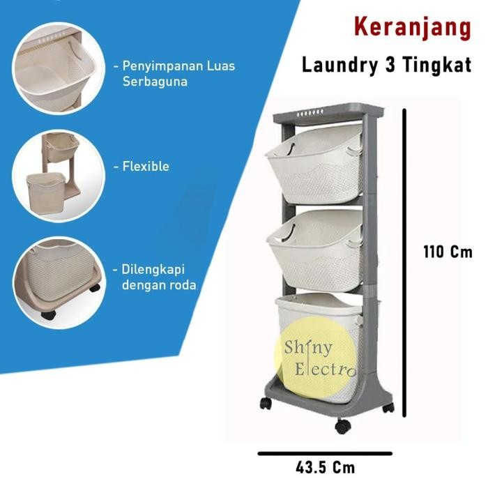 Keranjang Laundry Baju Kotor Handuk 3 Susun Olymplast 3 Tingkat Besar