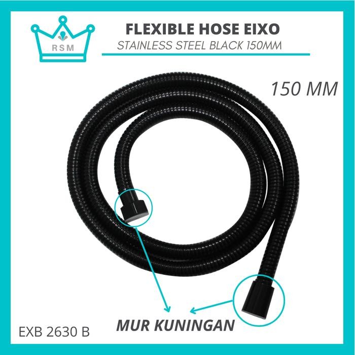 Selang Flexibel Shower Mandi Hitam 150Cm Stainless Eixo Black Flexible