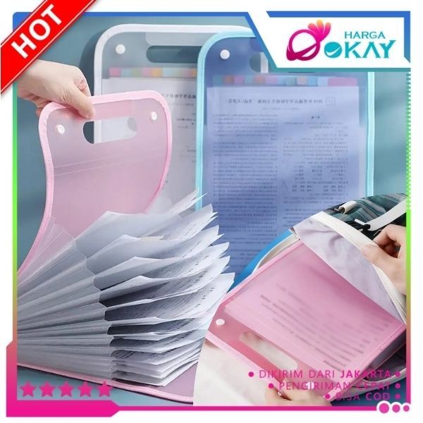 

HO Tas file Handle Warna Transparan Anti Air Multi Layer Folder Tas File 13 Sekat Map Tas Dokumen A4
