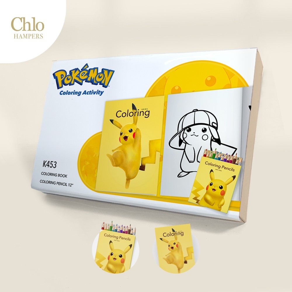 

K453 Pikachu - Souvenir Ulang Tahun Mainan Anak Buku Mewarnai Dan Pensil Warna ( Pokemon )