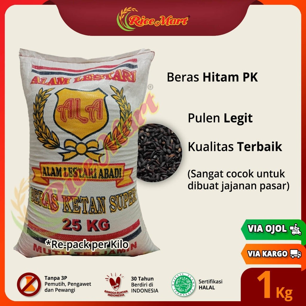 

Beras Ketan Hitam PK 1 kg - Pulen Legit - Kualiitas Terbaik - Sangat Cocok untuk dibuat jajanan pasar