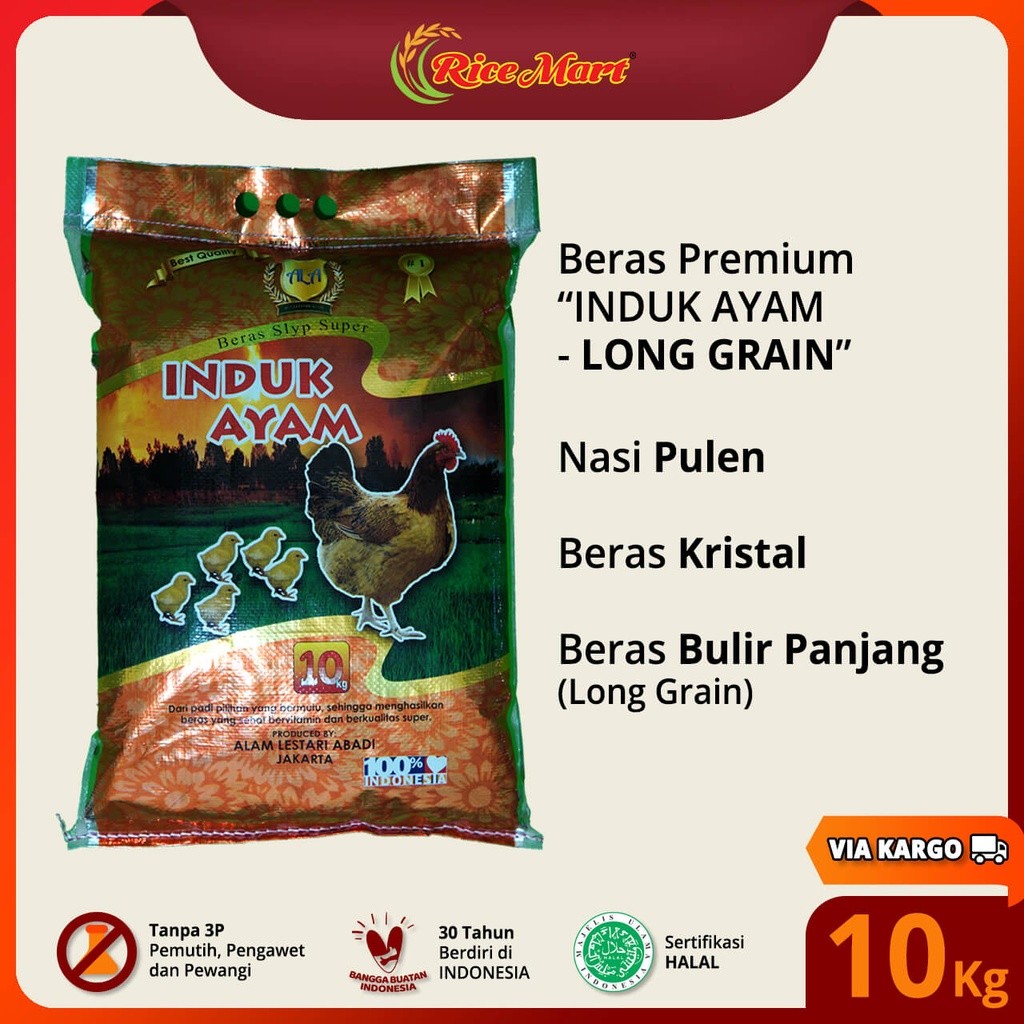 

Beras INDUK AYAM - LONG GRAIN 10 kg [KARGO] - Beras Premium - Nasi Pulen - Beras Kristal - Produk Indonesia