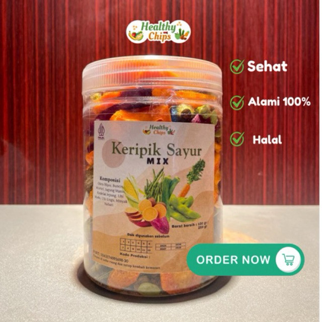 

Keripik Sayur Mix Lengkap Toples dan Kemasan Keripik Buah Buah Kering Cemilan Buah .