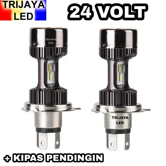 PREMIUM Lampu LED Utama Depan 24 Volt H4 Angel Kipas Pendingin 90 Watt Truk