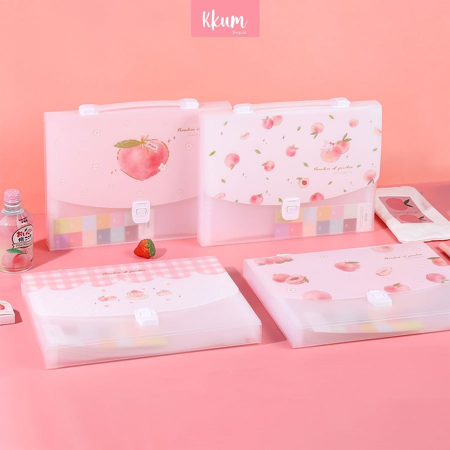 

Map Folder Plastik / Tas dokumen A4 Peach / Tempat Penyimpanan Kertas/ Folder File