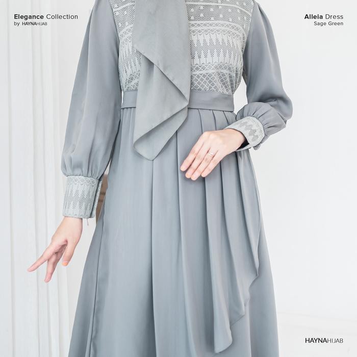 Layali- HAYNA Alleia Dress (Sage Green) - Dress Kondangan Busui Friendly Gamis Wanita Muslim Dress