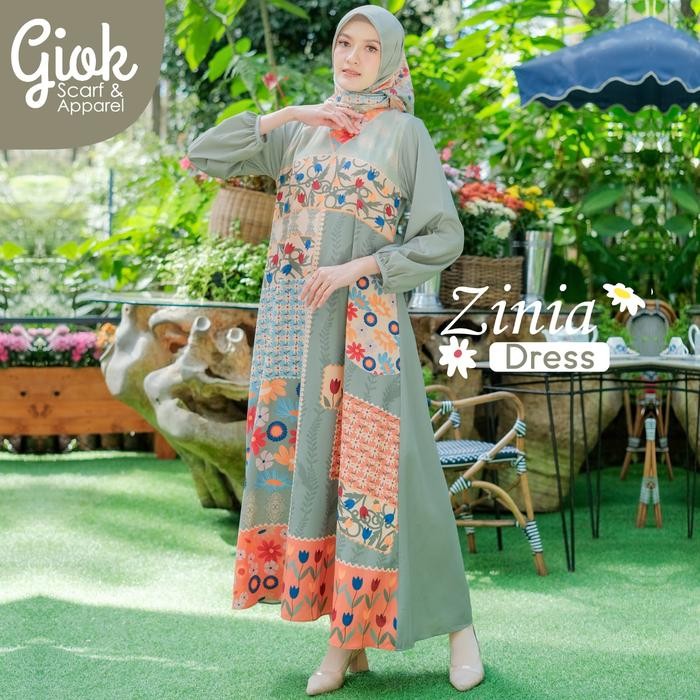 Layali- Zinia Dress By Giok Apparel Muslim Wanita / Series Raya Giok Apparel / Gamis Motif