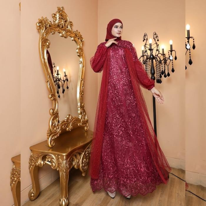 Modest- BARU RAISHA-Nusaibah MAXI JUMBO Ld 120 Gaun/Dress Brokat Kondangan 2024 Full Tile Brokat