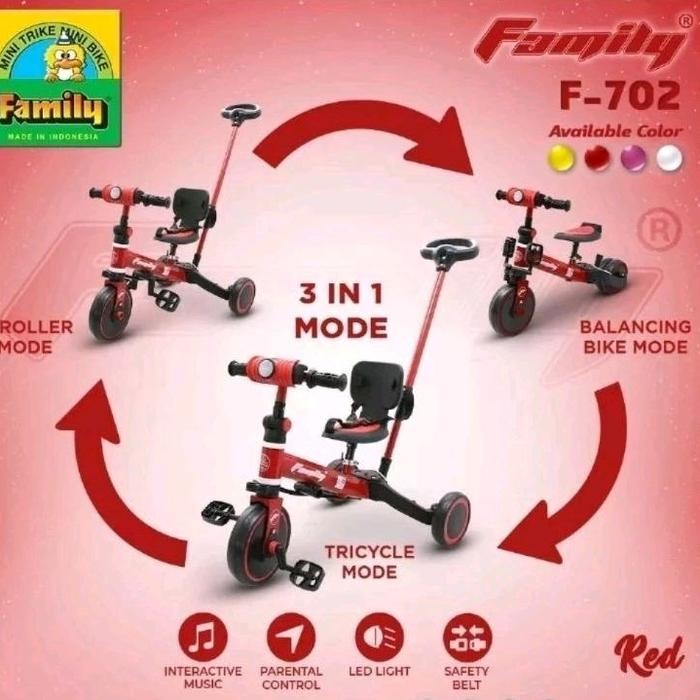 TERLARIS Sepeda Balance Push Bike Family 702 F702 tricycle sepeda keseimbangan anak multifungsi