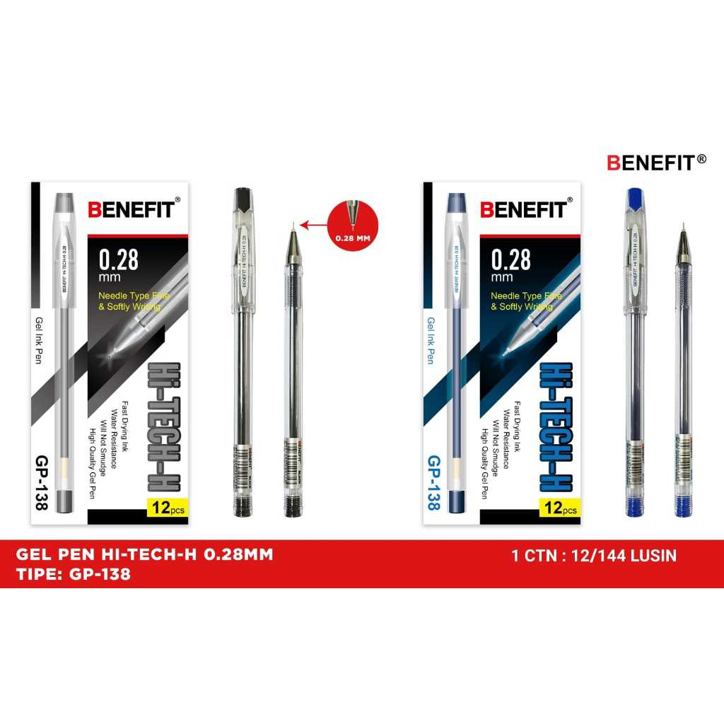 

UM1 Gel pen Hi Tech / Pulpen HI Tech Gel Gp-138 Benefit 0.28 mm ( 1 pack 12 pcs )
