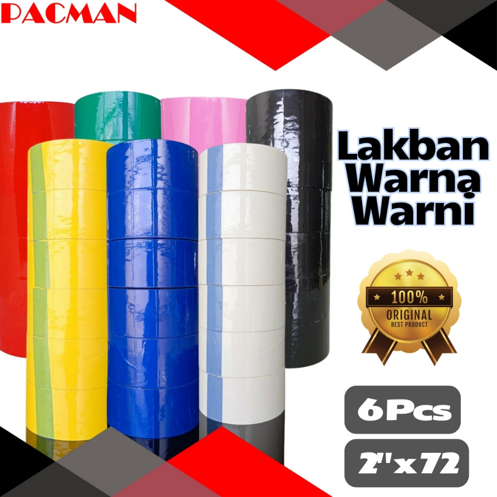 

6 PCS/1 SLOP Lakban Warna Warni Original Pacman 100%