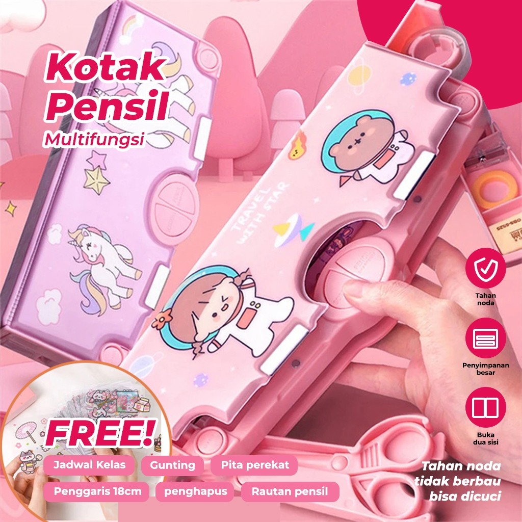 

SNI Kotak Alat Tulis / Kotak Pensil Pola Kartun Rautan Kapasitas / Tempat Pensil Dua Lapis Bahan
