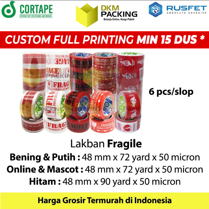 

Lakban FRAGILE 48mm Plakban Isolasi PREMIUM TERMURAH /SELOP