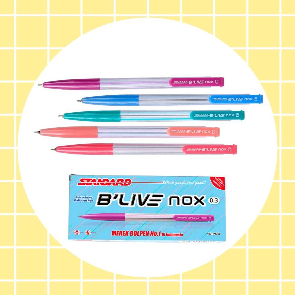 

Standard Pen - Blive Nox 0.3 Black / Tinta Warna Hitam Isi 12 pcs ( Pulpen, Pena, Ballpoint )
