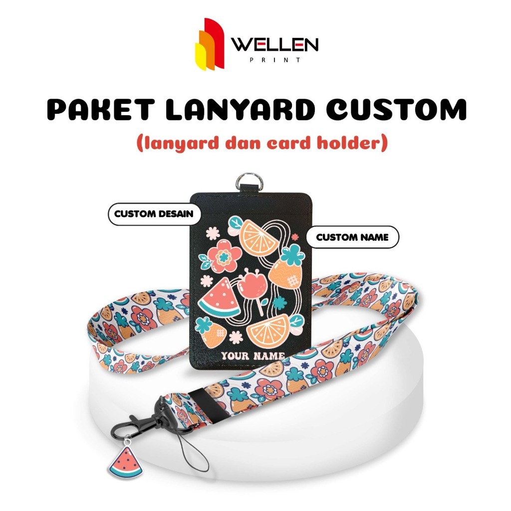 

WELLEN PRINT Cetak 1 Set Paket Lanyard Aesthetic Custom Nama / Print Gantungan Holder ID Card / Name