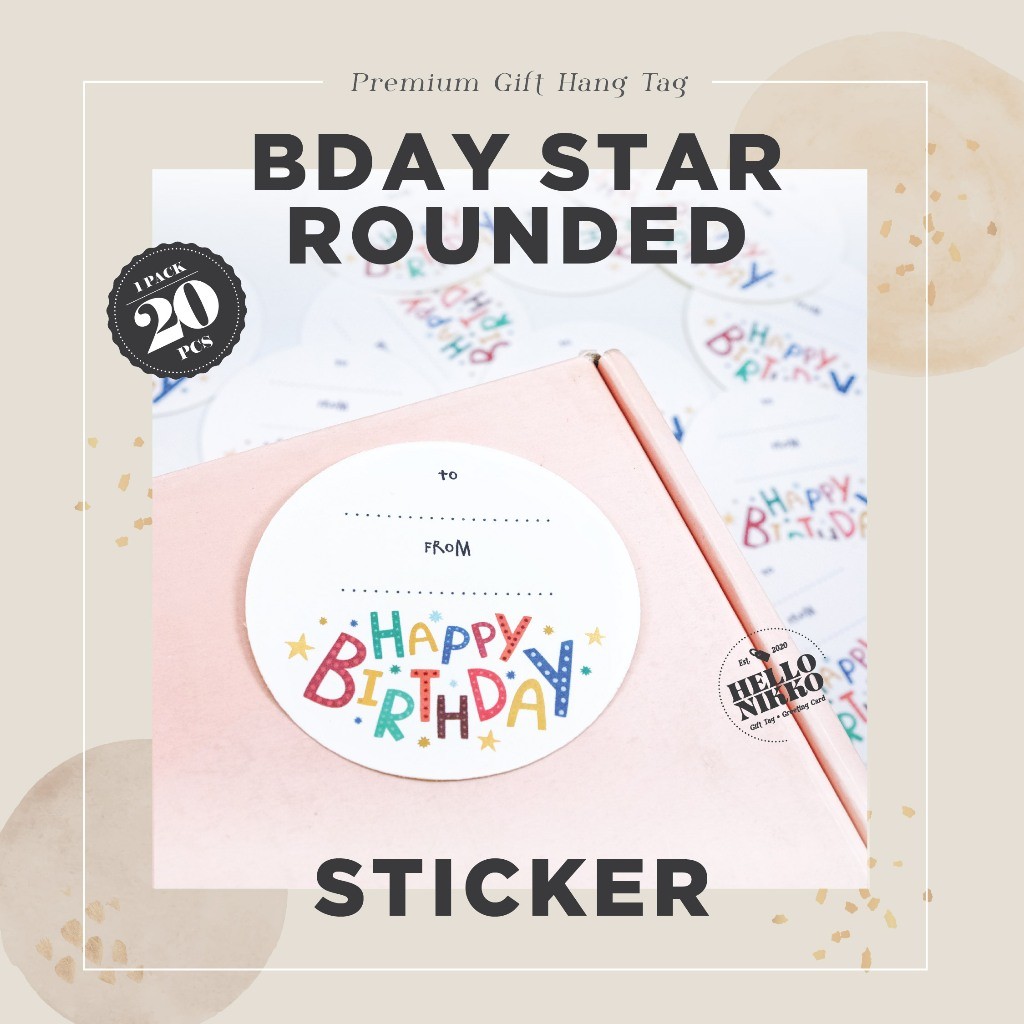 

UM1 Birthday Star Sticker - Hang tag kartu ucapan kado sticker hampers parcel box dus ultah natal