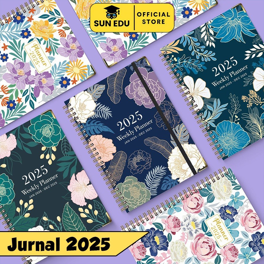 

UM1 Daily Weekly Monthly Planner A5 2025/ Buku Catatan A5 Bahasa Inggris 2025 Coil Diary Agenda