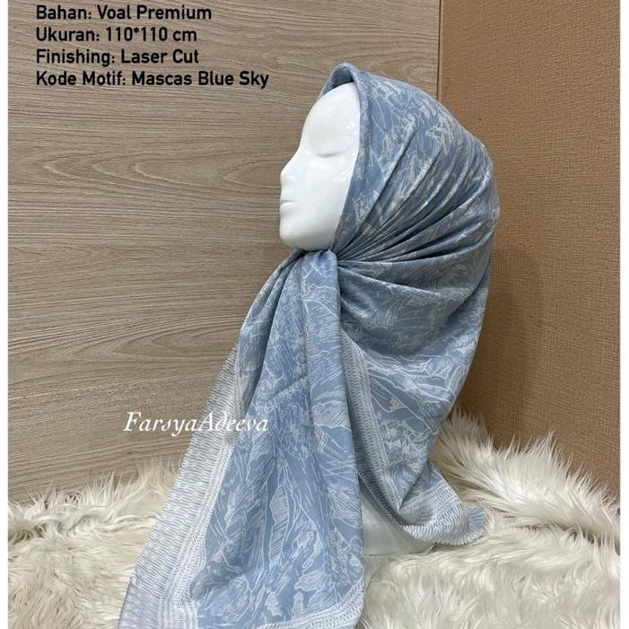 murah- HIJAB SEGI EMPAT VOAL MOTIF SCENE BLUE SKY