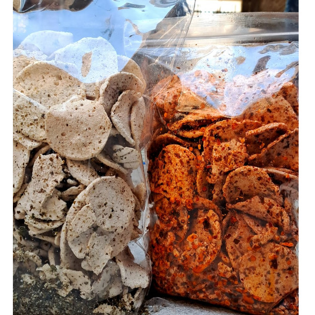 

Dapur Joglo Basreng Pipih Premium Bundling 500Gr Ori + 500Gr Pedas Daun Jeruk